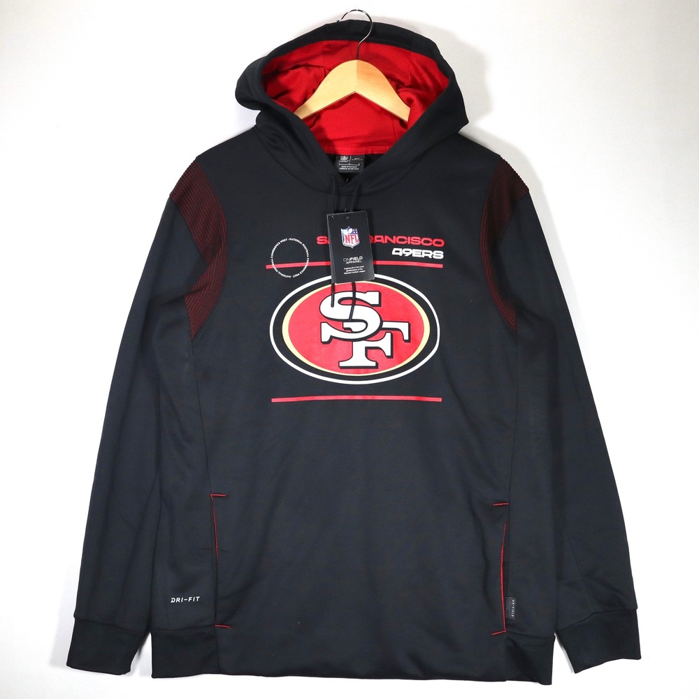 Nike SF San Francisco 49ers Dri-FIT Hoodie NWT Mens Large L Black NFL Onfield